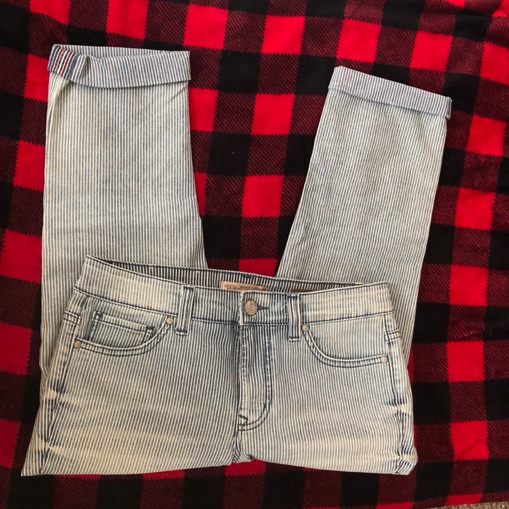 Nine West Blue and White Denim Capri Pants